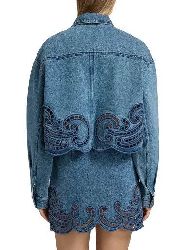 Ulla Johnson Women's The Bobbi Eyelet Denim Jacket | Thumbnail 5