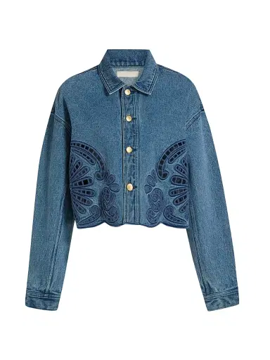 Ulla Johnson Women's The Bobbi Eyelet Denim Jacket | Thumbnail 1