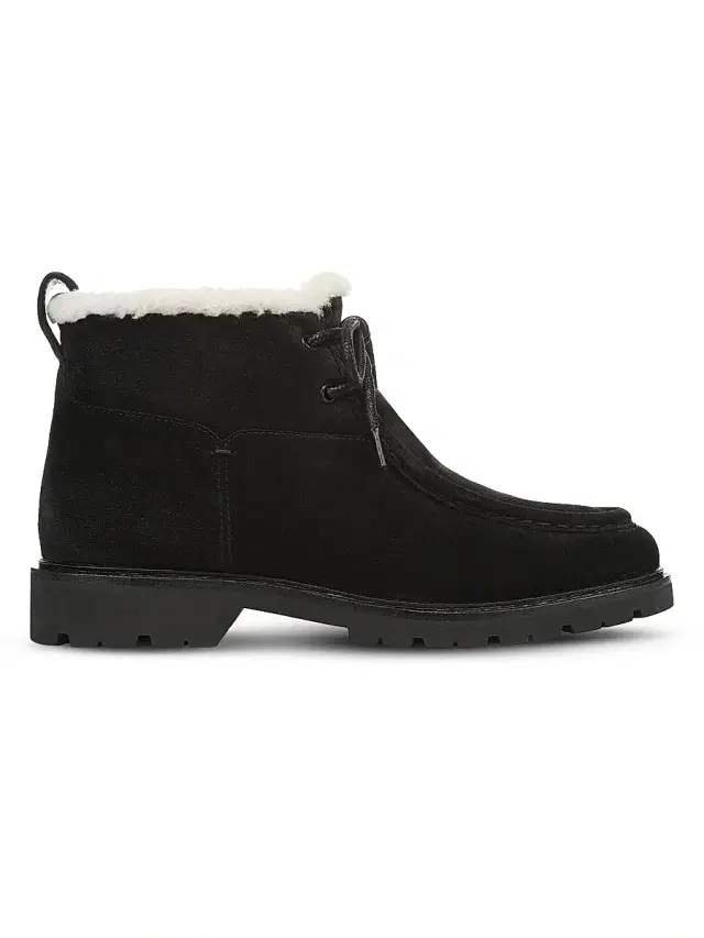 Vince Women's Sierra Shearling-Trim Suede Lace-Up Boots - Black