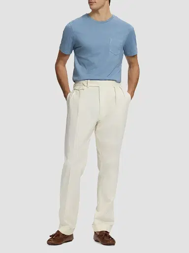 Ralph Lauren Purple Label Men's Silk Straight-Leg Chino Trousers - Classic Cream | Thumbnail 2
