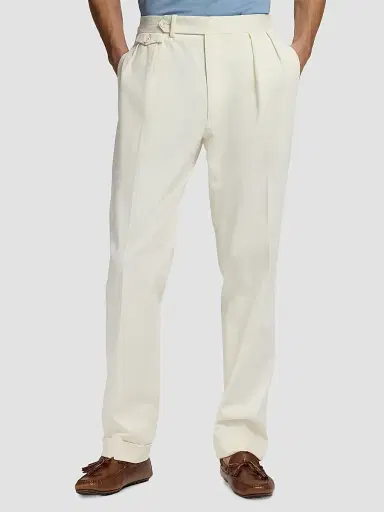Ralph Lauren Purple Label Men's Silk Straight-Leg Chino Trousers - Classic Cream | Thumbnail 4