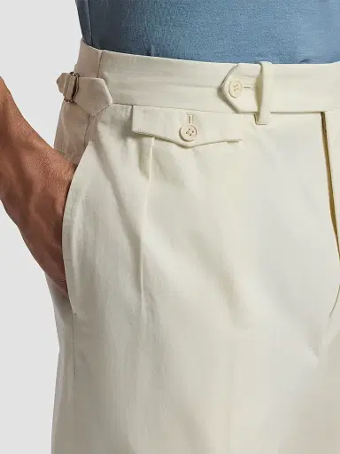 Ralph Lauren Purple Label Men's Silk Straight-Leg Chino Trousers - Classic Cream | Thumbnail 6