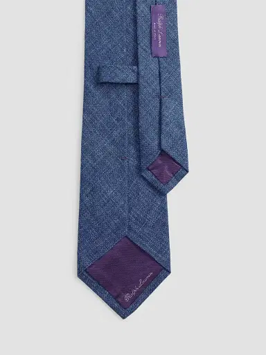 Ralph Lauren Purple Label Men's Delave Chambray Linen-Blend Tie - Steel Blue | Thumbnail 2 Ralph Lauren Purple Label Men's Delave Chambray Linen-Blend Tie - Steel Blue | Thumbnail 2