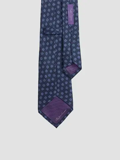 Ralph Lauren Purple Label Men's Dot Square Deco Silk Tie - Navy Blue | Thumbnail 3