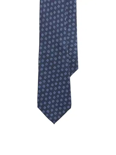 Ralph Lauren Purple Label Men's Dot Square Deco Silk Tie - Navy Blue | Thumbnail 1
