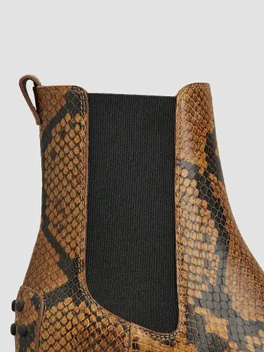 Tod's Women's 60MM Snakeskin-Embossed Leather Chelsea Boots - Dark Brown - Size 11 | Thumbnail 3