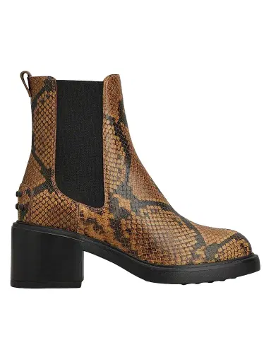 Tod's Women's 60MM Snakeskin-Embossed Leather Chelsea Boots - Dark Brown - Size 11 | Thumbnail 1