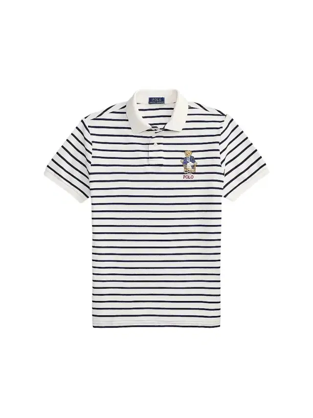 Polo Ralph Lauren Men's Custom-Slim-Fit Polo Bear Polo Shirt - Newport Bear White Navy