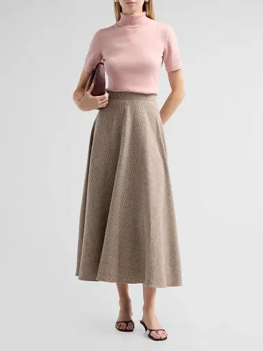 Oscar de la Renta Women's Glen Plaid Wool Cashmere Tailoring Skirt | Thumbnail 2