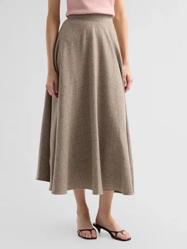 Oscar de la Renta Women's Glen Plaid Wool Cashmere Tailoring Skirt | Thumbnail 4