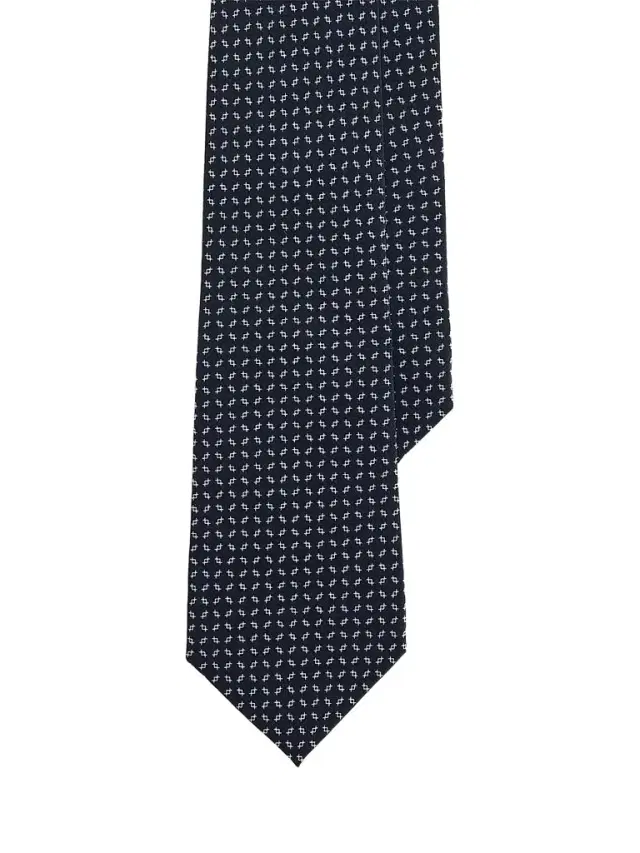 Ralph Lauren Purple Label Men's Micro Geometric Silk Crepe Tie - Navy