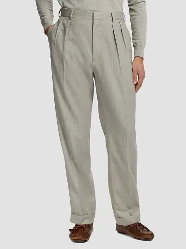 Ralph Lauren Purple Label Men's Wool Flannel Trousers - Pearl Grey | Thumbnail 4 Ralph Lauren Purple Label Men's Wool Flannel Trousers - Pearl Grey | Thumbnail 4