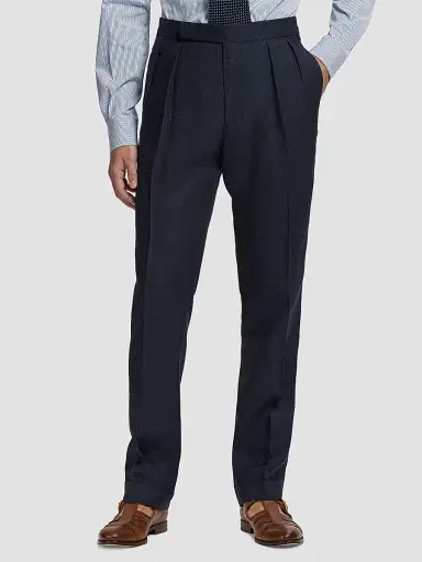 Ralph Lauren Purple Label Men's Gregory Cashmere-Silk Glen Plaid Trousers - Racing Navy | Thumbnail 2