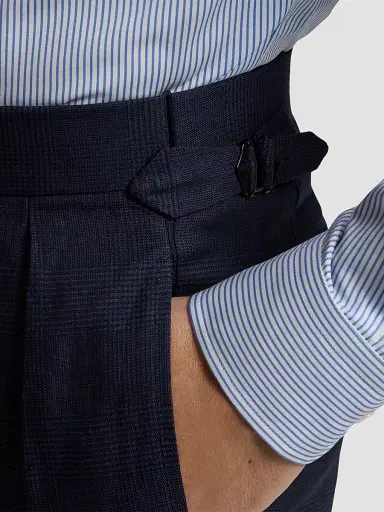 Ralph Lauren Purple Label Men's Gregory Cashmere-Silk Glen Plaid Trousers - Racing Navy | Thumbnail 4