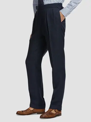 Ralph Lauren Purple Label Men's Gregory Cashmere-Silk Glen Plaid Trousers - Racing Navy | Thumbnail 6