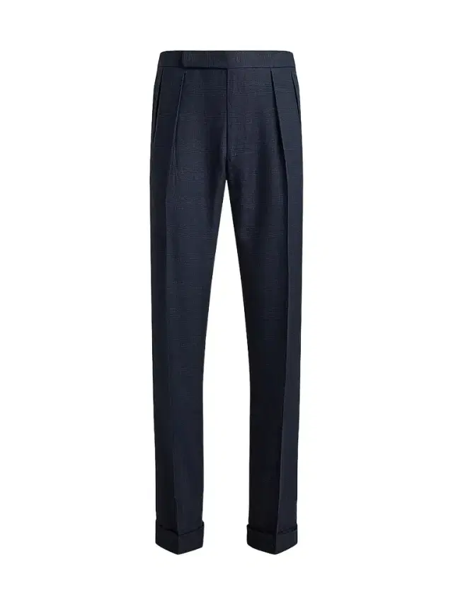 Ralph Lauren Purple Label Men's Gregory Cashmere-Silk Glen Plaid Trousers - Racing Navy