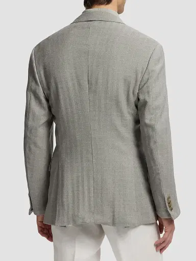 Ralph Lauren Purple Label Men's Herringbone Cashmere-Wool Single-Breasted Sportcoat - Pearl Grey Multi | Thumbnail 2 Ralph Lauren Purple Label Men's Herringbone Cashmere-Wool Single-Breasted Sportcoat - Pearl Grey Multi | Thumbnail 2
