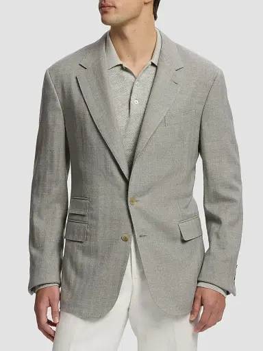 Ralph Lauren Purple Label Men's Herringbone Cashmere-Wool Single-Breasted Sportcoat - Pearl Grey Multi | Thumbnail 3 Ralph Lauren Purple Label Men's Herringbone Cashmere-Wool Single-Breasted Sportcoat - Pearl Grey Multi | Thumbnail 3