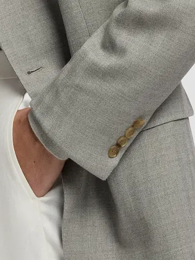 Ralph Lauren Purple Label Men's Herringbone Cashmere-Wool Single-Breasted Sportcoat - Pearl Grey Multi | Thumbnail 5 Ralph Lauren Purple Label Men's Herringbone Cashmere-Wool Single-Breasted Sportcoat - Pearl Grey Multi | Thumbnail 5