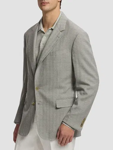 Ralph Lauren Purple Label Men's Herringbone Cashmere-Wool Single-Breasted Sportcoat - Pearl Grey Multi | Thumbnail 6 Ralph Lauren Purple Label Men's Herringbone Cashmere-Wool Single-Breasted Sportcoat - Pearl Grey Multi | Thumbnail 6