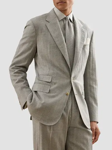 Ralph Lauren Purple Label Men's Herringbone Cashmere-Wool Single-Breasted Sportcoat - Pearl Grey Multi | Thumbnail 7 Ralph Lauren Purple Label Men's Herringbone Cashmere-Wool Single-Breasted Sportcoat - Pearl Grey Multi | Thumbnail 7