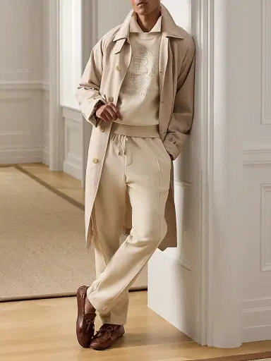 Ralph Lauren Purple Label Men's Hand-Tailored Wool-Blend Balmacaan Coat - Champagne | Thumbnail 7
