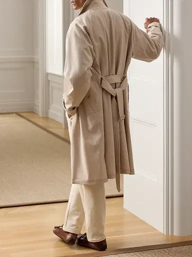 Ralph Lauren Purple Label Men's Hand-Tailored Wool-Blend Balmacaan Coat - Champagne | Thumbnail 8