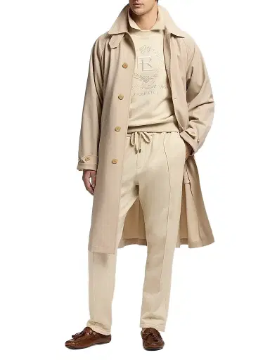 Ralph Lauren Purple Label Men's Hand-Tailored Wool-Blend Balmacaan Coat - Champagne | Thumbnail 1