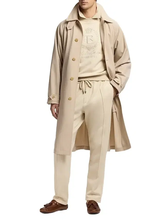 Men's Hand-Tailored Wool-Blend Balmacaan Coat - Champagne