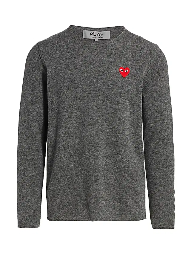 Comme des Garçons PLAY Men's Signature Wool Sweater - Grey