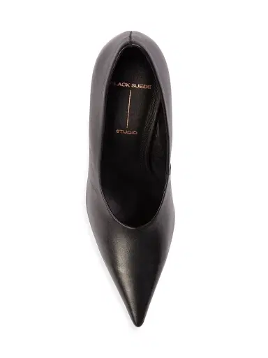 Black Suede Studio Women's Jona 100MM Leather Pumps - Black Leather - Size 11 | Thumbnail 3