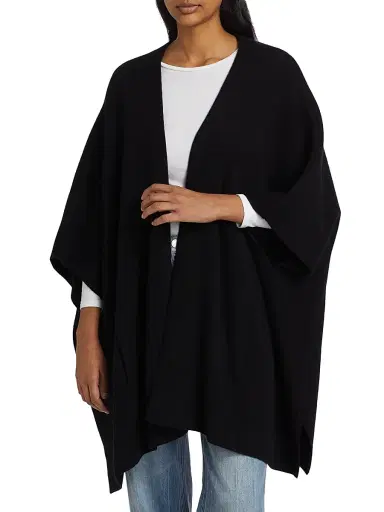 Sofia Cashmere Women's Cashmere Double-Knit Cape - Black | Thumbnail 3