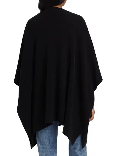 Sofia Cashmere Women's Cashmere Double-Knit Cape - Black | Thumbnail 5