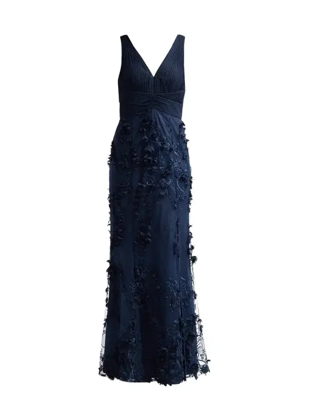 Aidan Mattox Women's Flower Appliqué Mermaid Gown - Twilight Blue