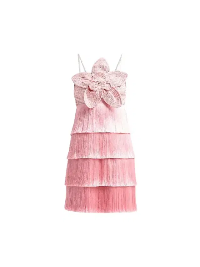 PatBO Women's Petal Fringe Crochet Flower Mini Dress - Pink