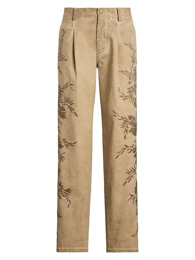 Ralph Lauren Collection Women's Fallon Embroidered Chino Pants - Lux Tan