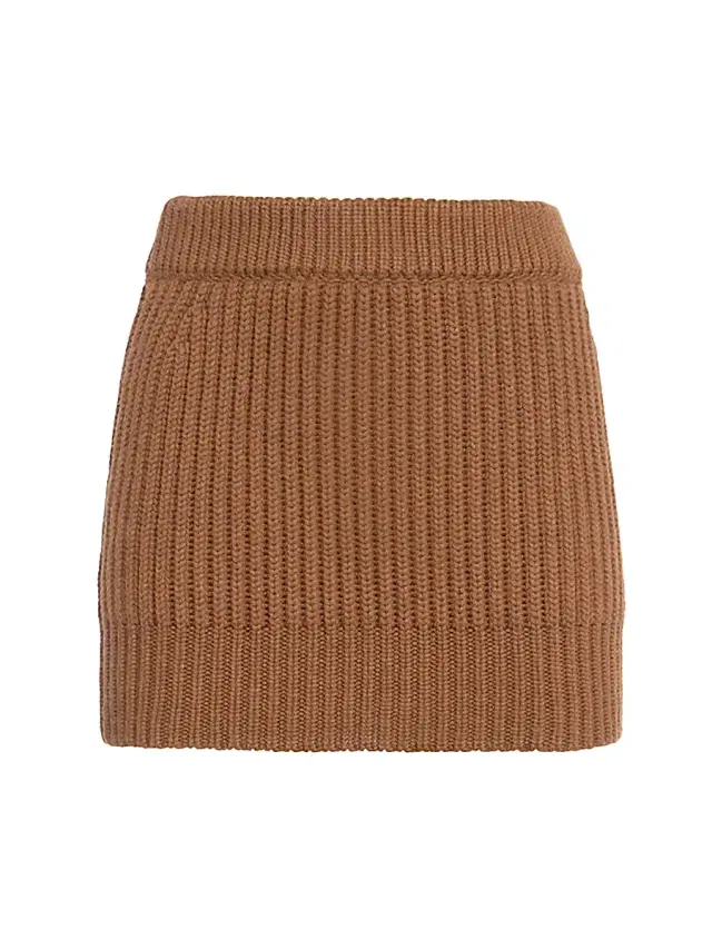 Malo Women's Rib-Knit Cashmere Miniskirt - Garofano