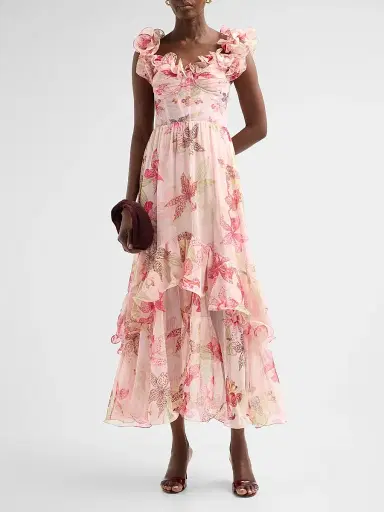 PatBo Women's Orchid Bloom Chiffon Corset Midi Dress - Rose - Size 8 | Thumbnail 2 PatBo Women's Orchid Bloom Chiffon Corset Midi Dress - Rose - Size 8 | Thumbnail 2