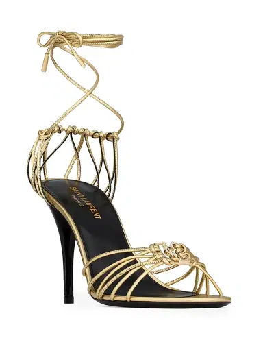 Saint Laurent Women's Babylone Sandals in Metallic Leather | Thumbnail 2 Saint Laurent Women's Babylone Sandals in Metallic Leather | Thumbnail 2