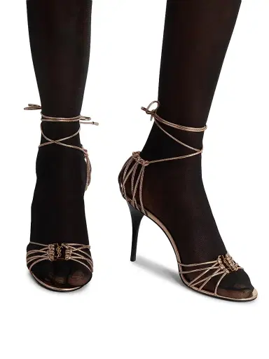 Saint Laurent Women's Babylone Sandals in Metallic Leather | Thumbnail 4 Saint Laurent Women's Babylone Sandals in Metallic Leather | Thumbnail 4