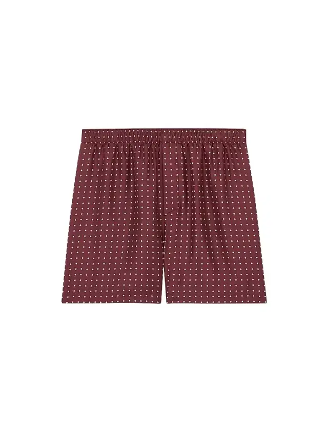 Saint Laurent Men's Boxers in Dotted Silk - Bordeaux
