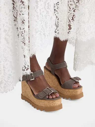 Stella McCartney Women's Sneakelyse 120MM Buckle Wedge Sandals | Thumbnail 6