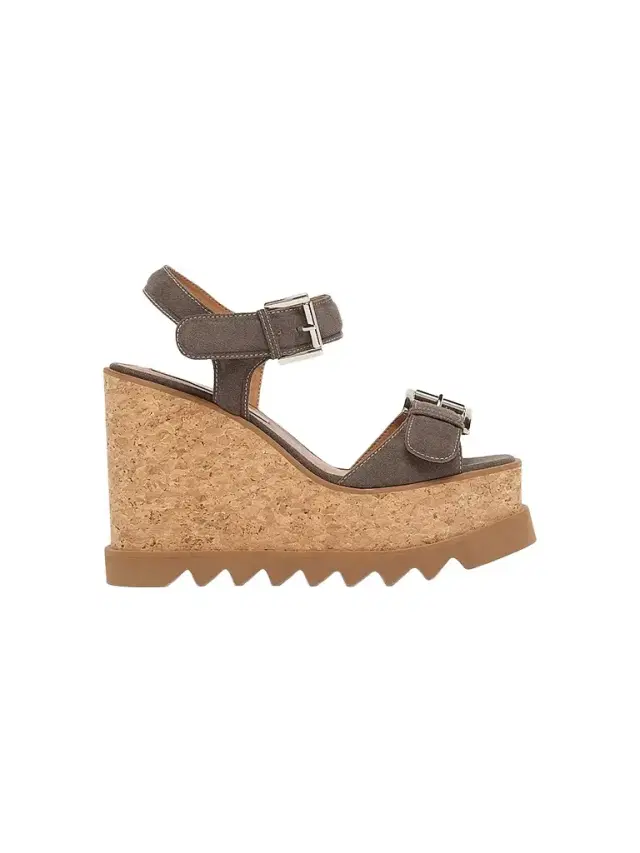 Stella McCartney Women's Sneakelyse 120MM Buckle Wedge Sandals - Brandy
