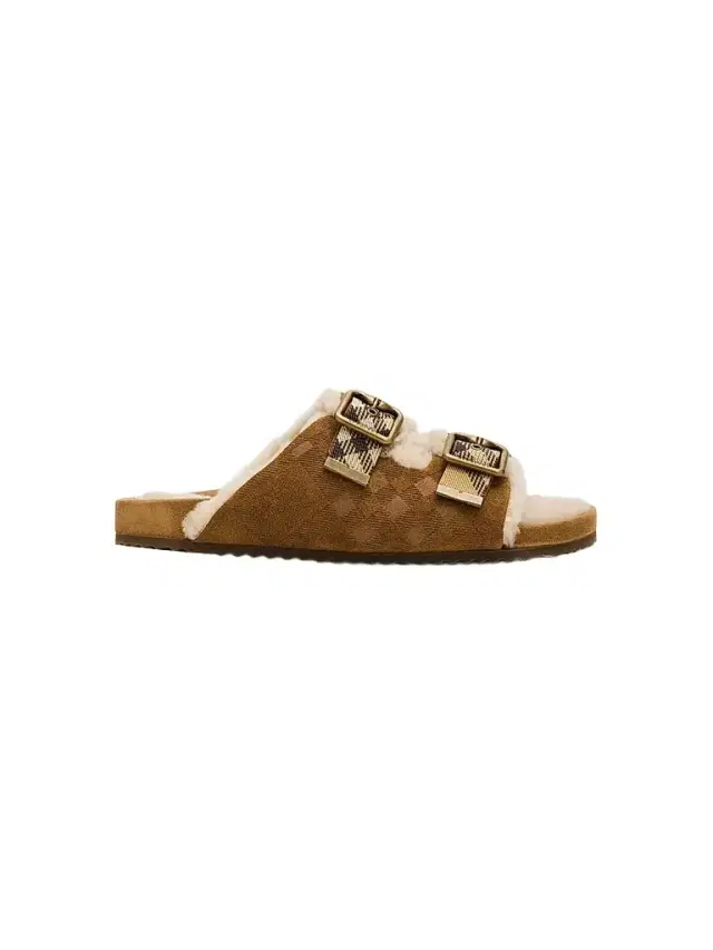 Burberry Women's Urchin Shearling Sandals - Jute