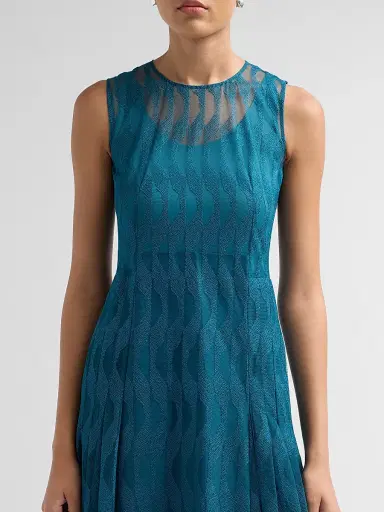 Akris Women's High Plains Embroidered Tulle Sleeveless Pleated Gown | Thumbnail 5 Akris Women's High Plains Embroidered Tulle Sleeveless Pleated Gown | Thumbnail 5
