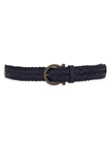 Ferragamo Men's Testa Di Moro Woven Leather Belt | Thumbnail 3