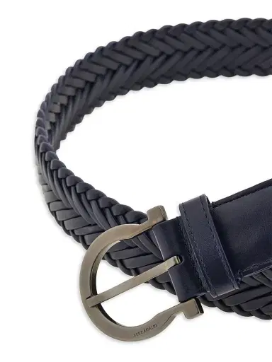 Ferragamo Men's Testa Di Moro Woven Leather Belt | Thumbnail 5