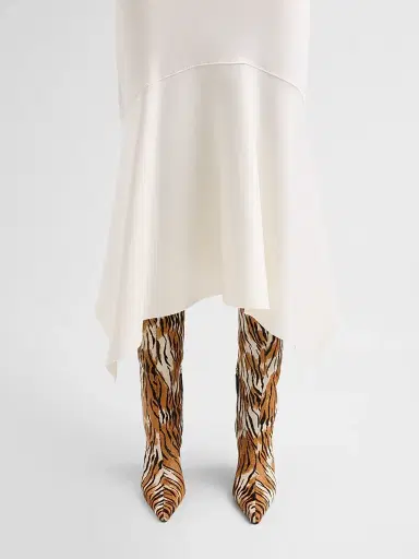 Schutz Women's Mary Ellen 85MM Tiger-Print Goat Hair Boots - Natural Black | Thumbnail 2