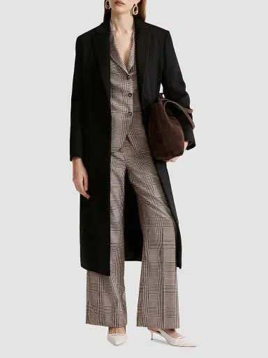 Marella Women's Glen Plaid Viscose Blend Trousers - Chocolate - Size 14 | Thumbnail 2 Marella Women's Glen Plaid Viscose Blend Trousers - Chocolate - Size 14 | Thumbnail 2