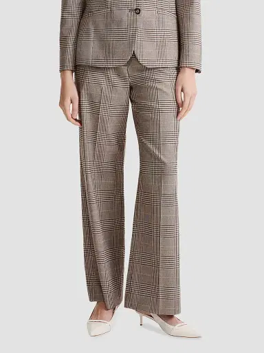 Marella Women's Glen Plaid Viscose Blend Trousers - Chocolate - Size 14 | Thumbnail 3 Marella Women's Glen Plaid Viscose Blend Trousers - Chocolate - Size 14 | Thumbnail 3